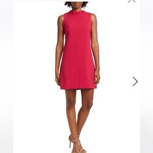 Vince Camuto Signature Stretch Crepe Ruffle Dress in Pomegrant - NWT